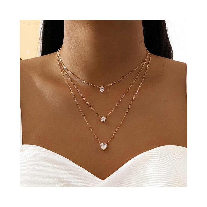 Collier Layered Cristal 3 Chaînes